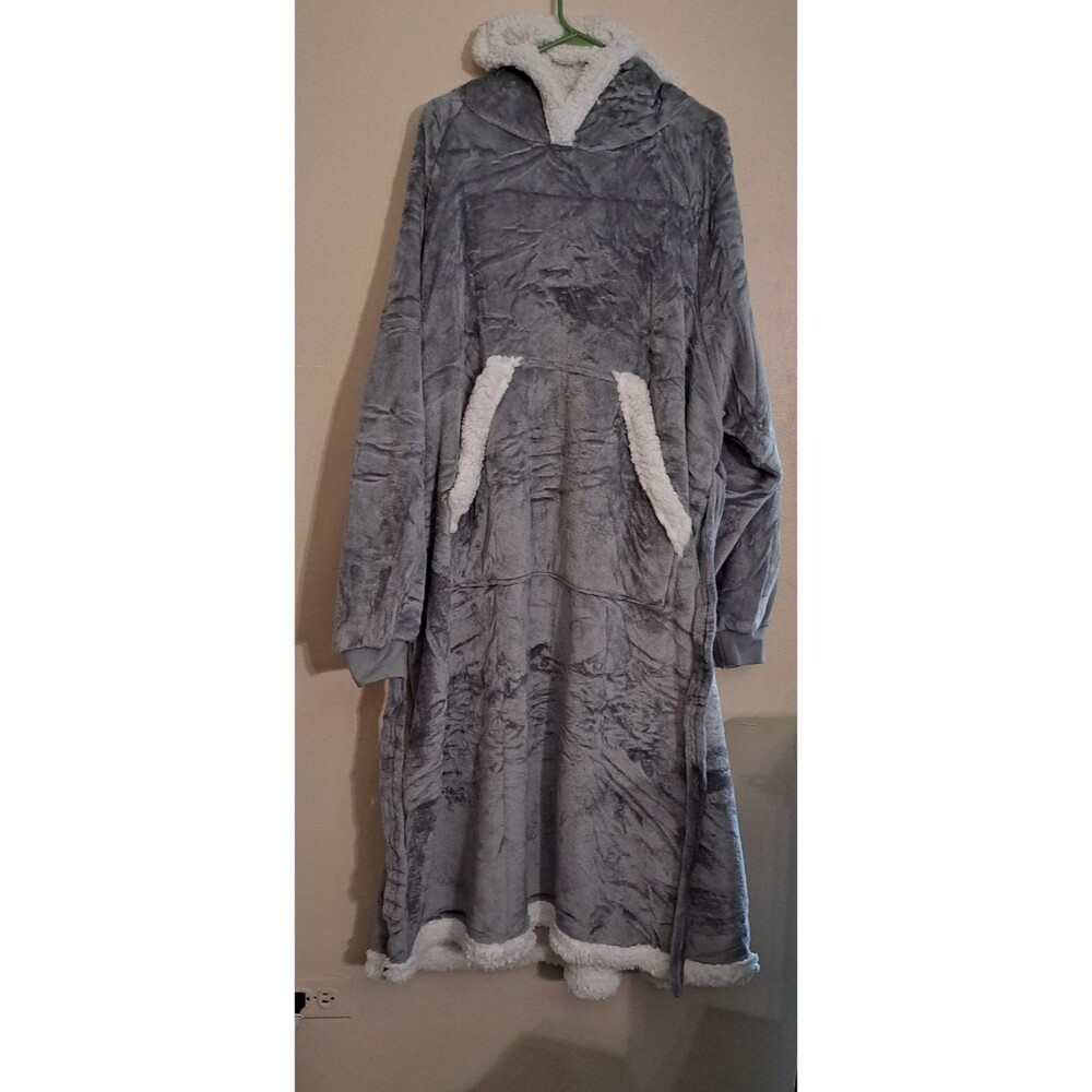 Bedsure Long Sherpa Wearable Blanket Cozy Plush Throw 59x34 Grey NEW